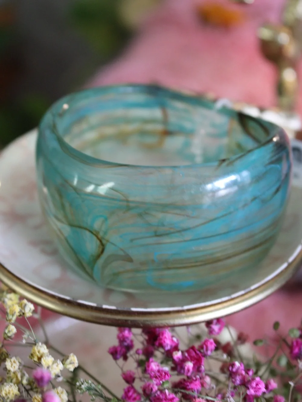 Free People Turquoise Swirl Resin Chunky Bangle Bracelet NWT MSRP $48